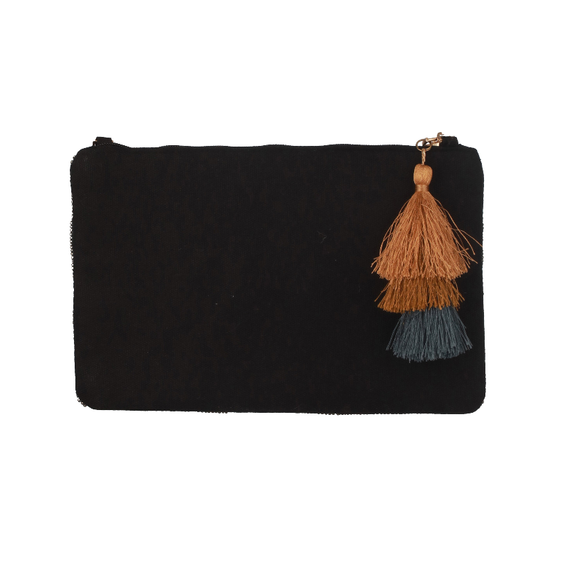 Beautiful golden beaded clutch with tussle