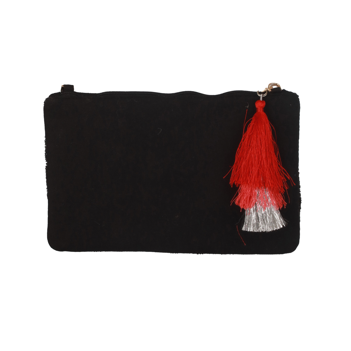 Beautiful multi-colored beaded  clutch with tussle