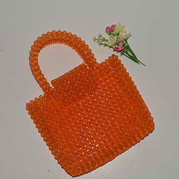 Handmade cute orange crystal beaded bag with small flap