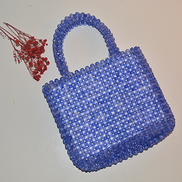 Handmade cute blue crystal beaded bag