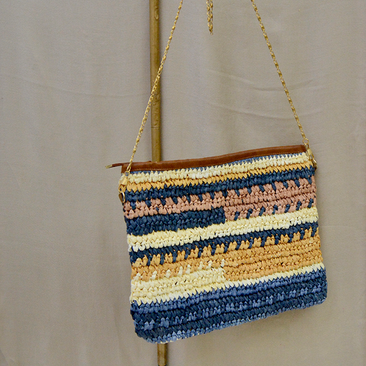 Rafffia multicolor Clutch bag, Beautifully created by women artisan of villages in India.