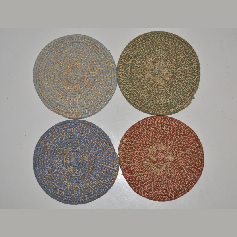 Multi-color handmade cotton rope coiled coasters (set of 4)