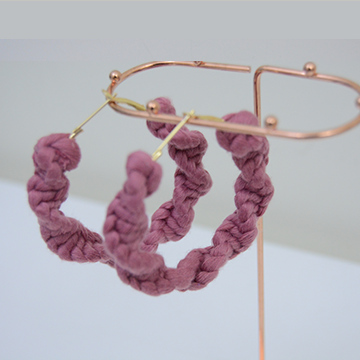 Handmade Twisted macrame earrings - Mauve