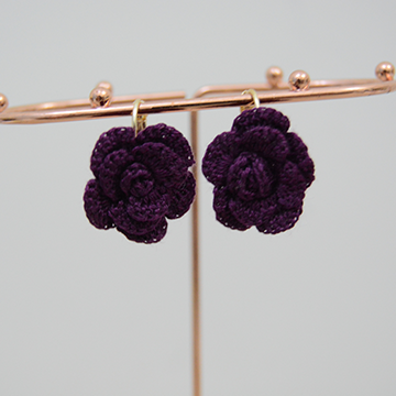 Handmade Crochet Rose earrings - Plum