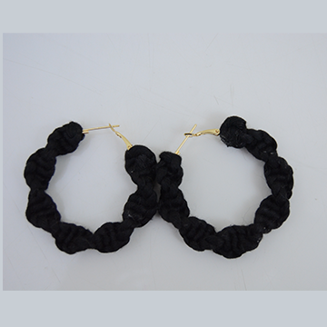 Handmade Twisted macrame earrings - Black