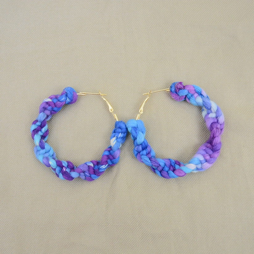 Handmade Twisted macrame earrings - Cornflower