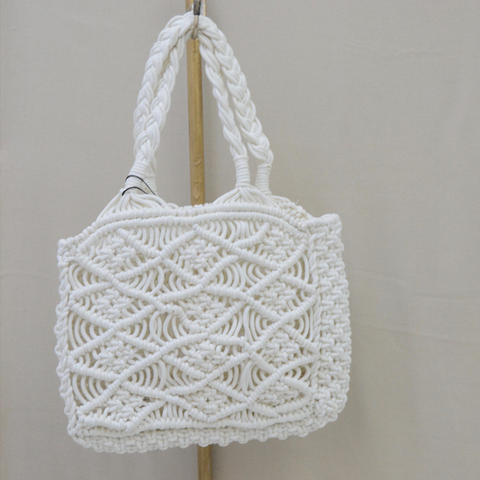 Handmade macrame bag small – white color