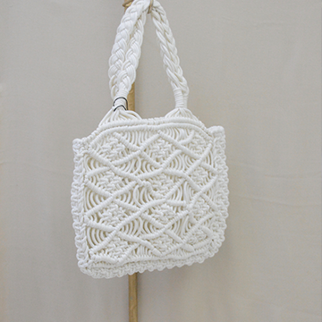 Handmade macrame bag small – white color