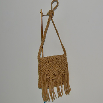 Handmade Macrame flap bag with zip closure – brown