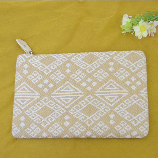 Jacquard pouch - White and natural color