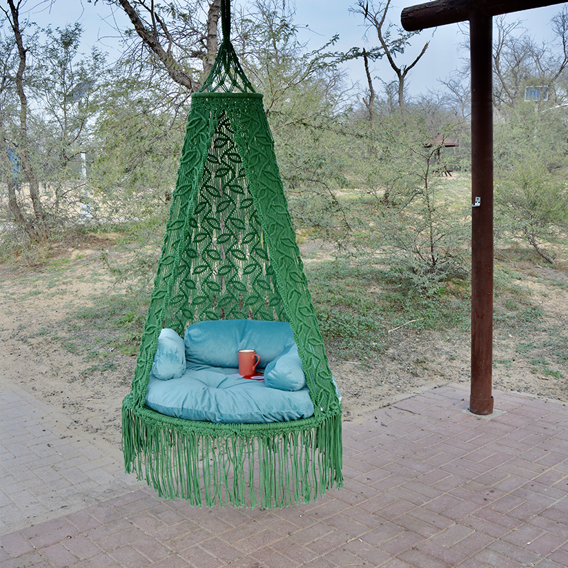 Handmade Macrame swing chair with iron frame