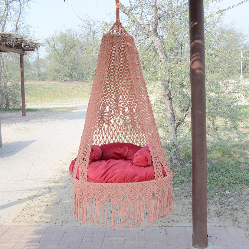 Handmade Macrame swing chair with iron frame