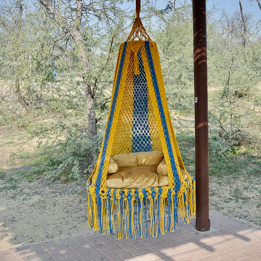 Handmade Macrame swing chair with iron frame