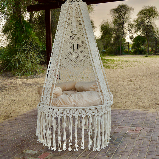 Handmade Macrame swing chair with iron frame