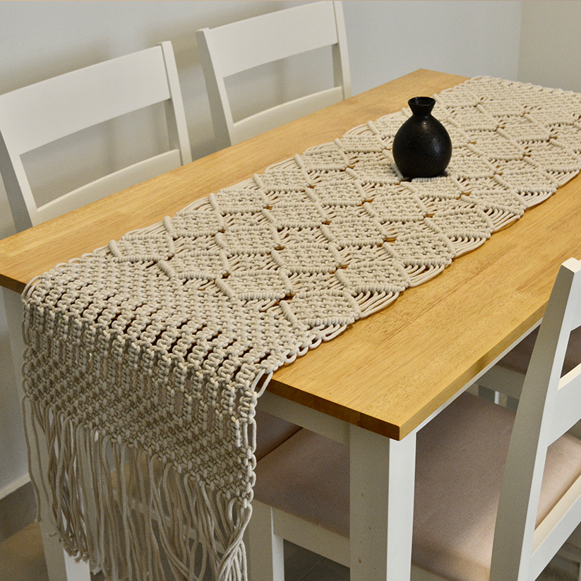 Beautifully handwoven macrame table runner