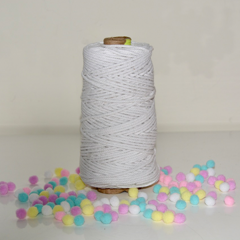 3mm Twisted cotton macrame thread 120 meter - White