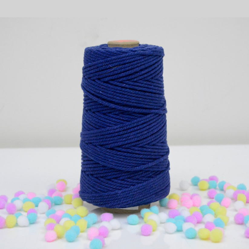 3mm Twisted cotton macrame thread 120 meter - Navy blue