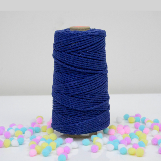 3mm Twisted cotton macrame thread 120 meter - Navy blue