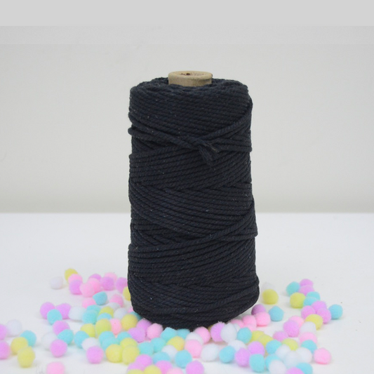 3mm Twisted cotton macrame thread 120 meter – Black