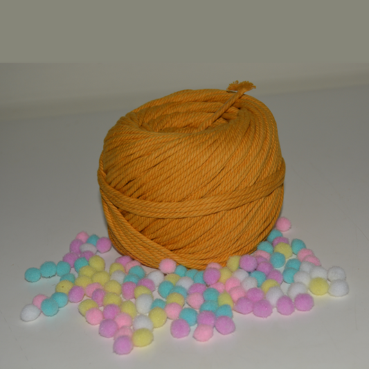 4mm, 4ply, twisted cotton macrame thread(1kg) approx 220 meters - Mustard color