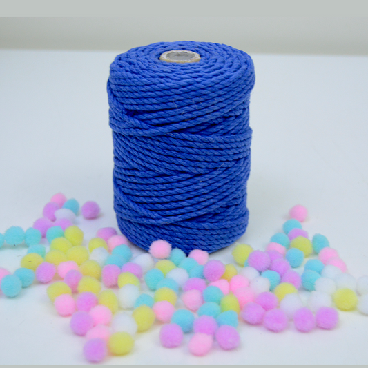 3mm, 3ply twisted cotton macrame thread 50 meters - Navy blue