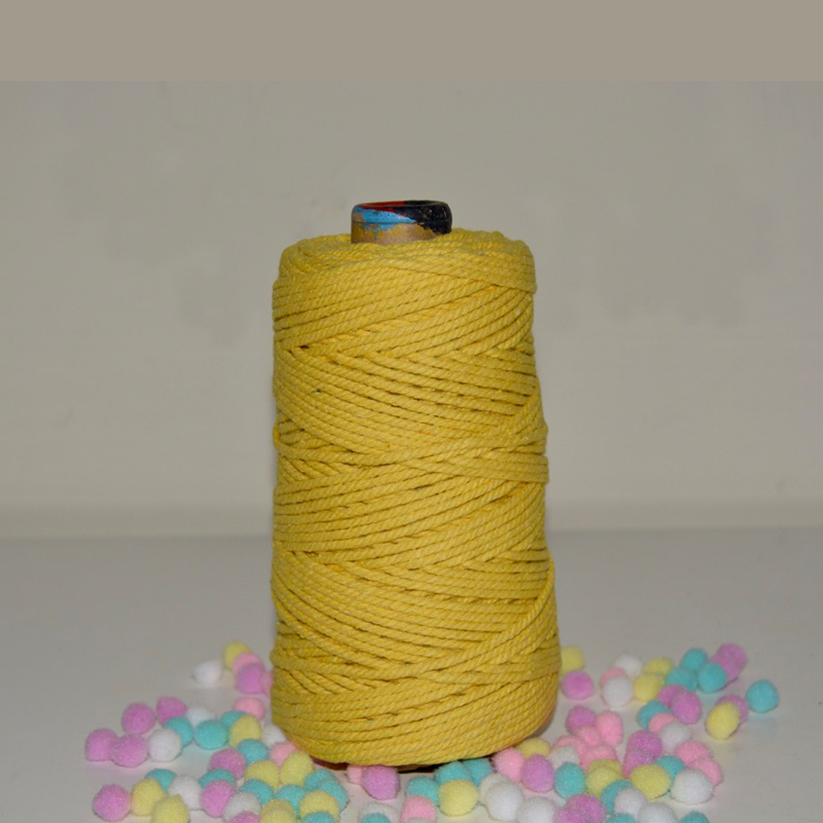 3mm Twisted cotton macrame thread 120 meter - Yellow