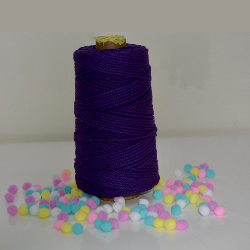 3mm Twisted cotton macrame thread 120 meter – Purple.