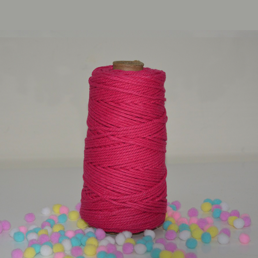 3mm Twisted cotton macrame thread 120 meter – Pink