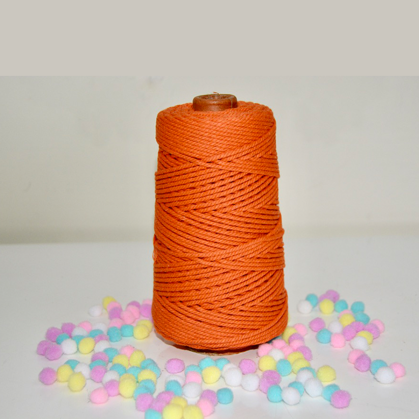 3mm Twisted cotton macrame thread 120 meter – Orange.