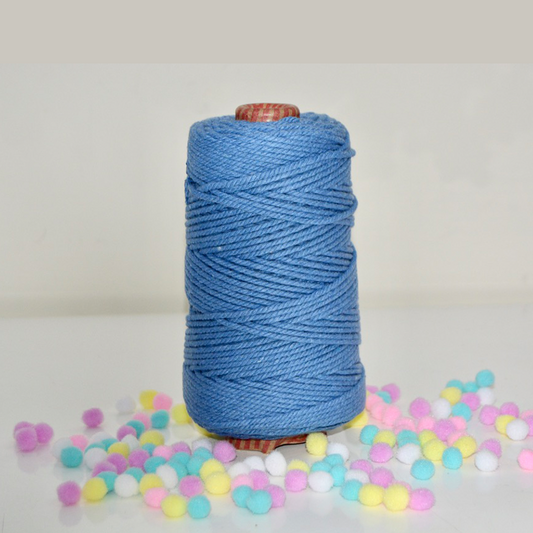 3mm Twisted cotton macrame thread – Blue