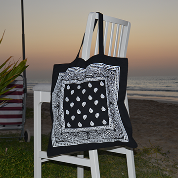 Bandana print cotton Tote bag – Black