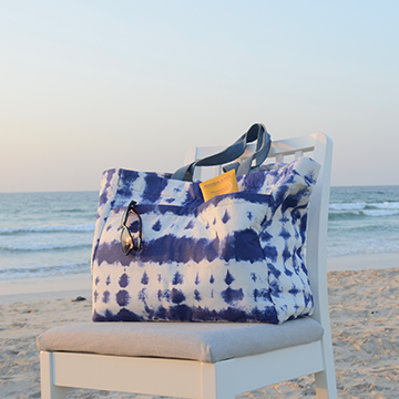 Big Bhandani tote bag – Blue, white color