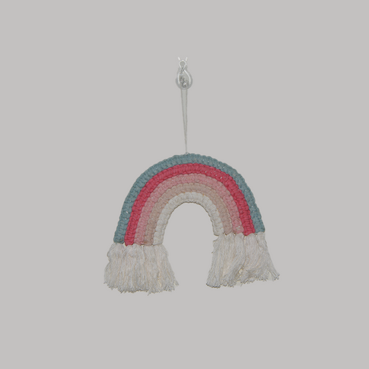 Five layered rainbow wall hanging handmade by using cotton macrame cords